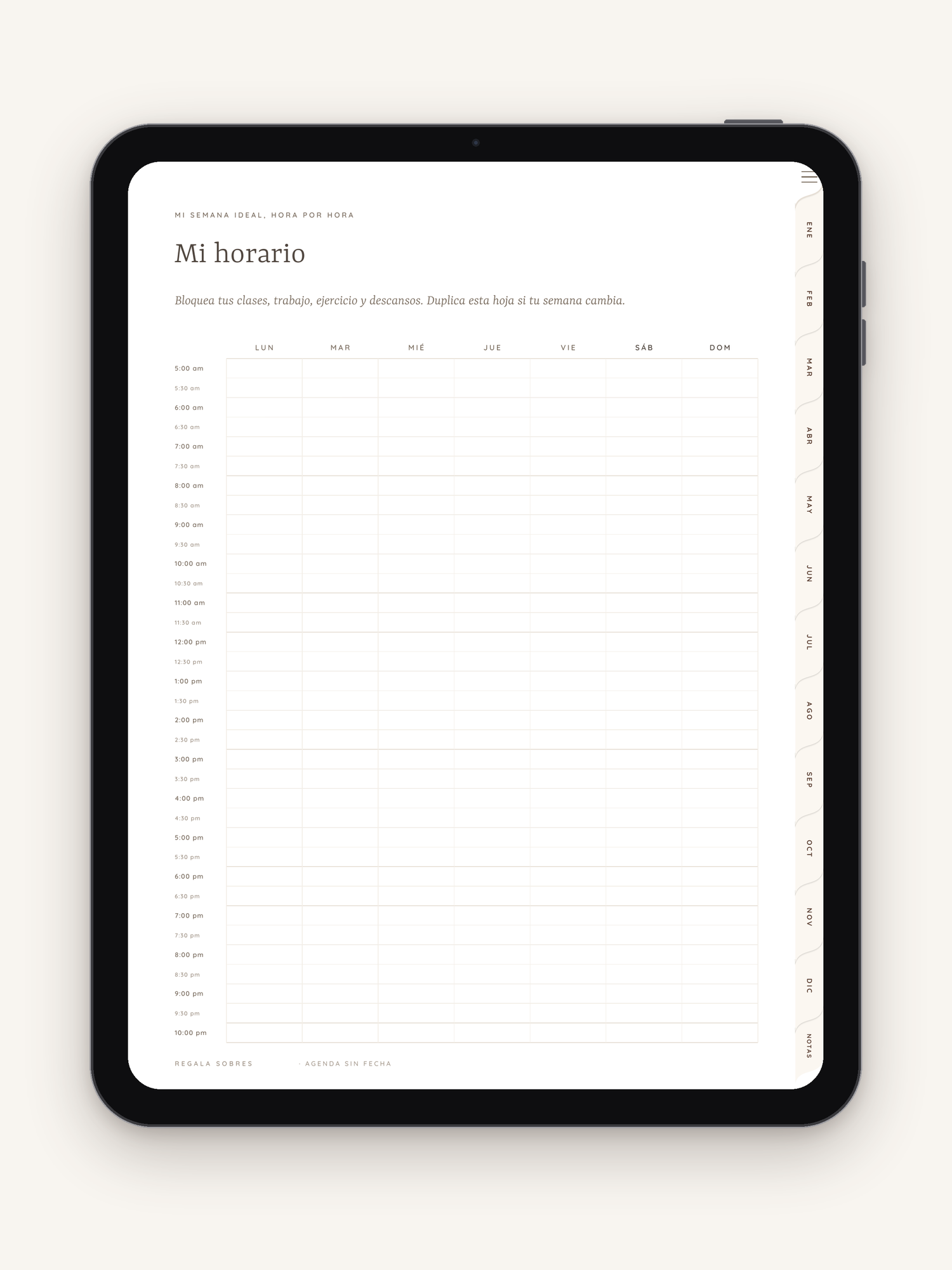 Mi horario · Agenda-sinfechas-2027-Costal