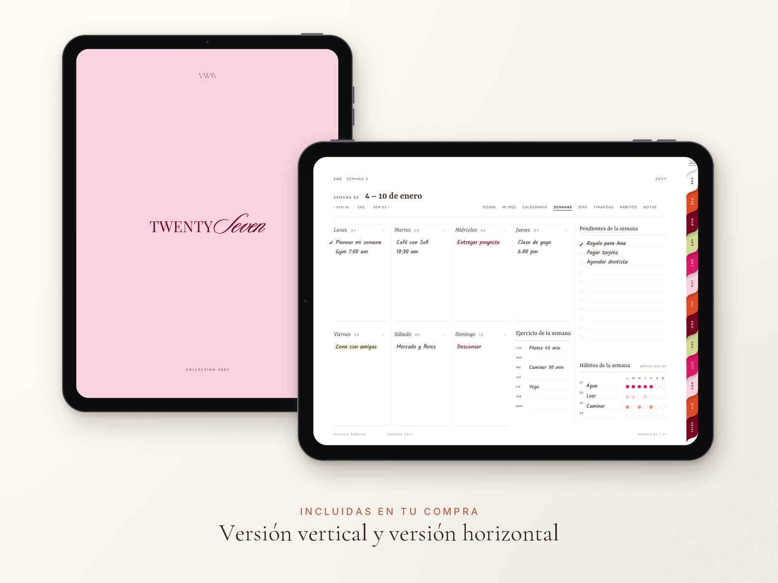 Digital Planner 2027 abierto en un iPad